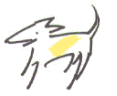 The Yellow Dog art with tail wagging