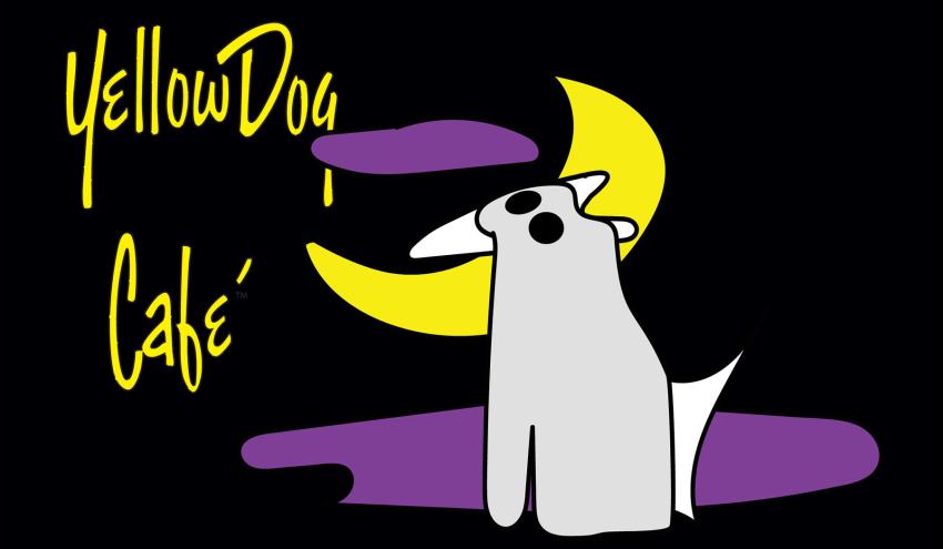 Yellow Dog in Ghost Costume